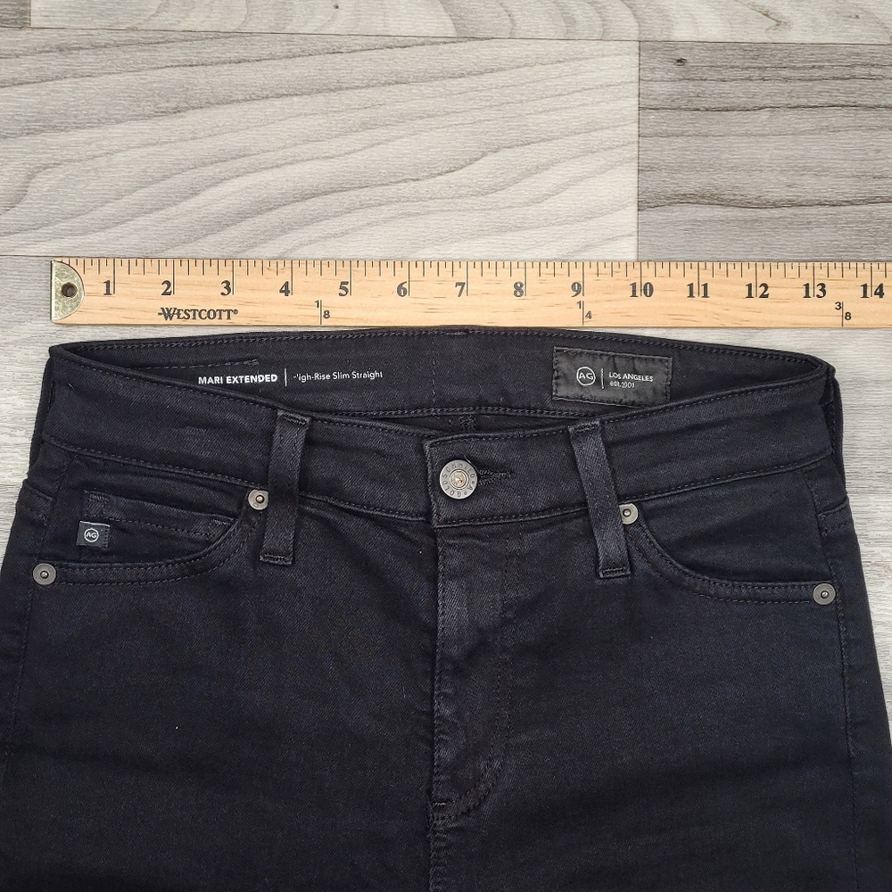 AG Jeans Mari Extended Jeans Women's Size 25/26 Black High-Rise Slim Straight - Picture 4 of 11